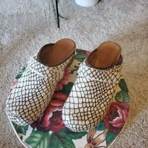 Sanita calf hair wooden clogs 10